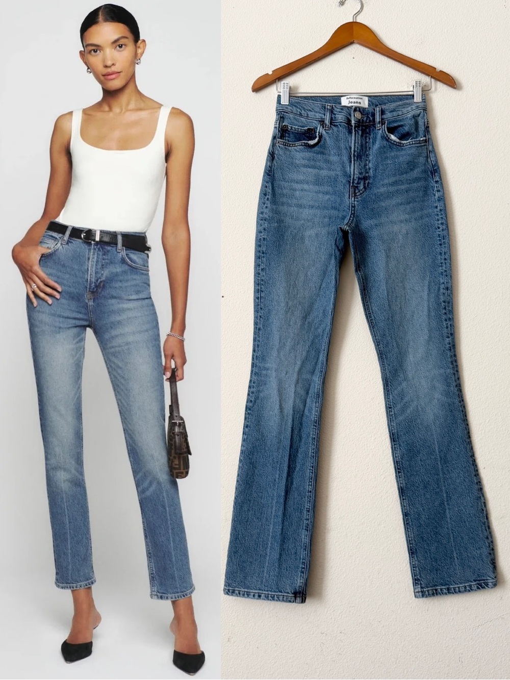 Reformation SIZE 25 Liza high rise 32β straight leg jeans in Malta medium wash